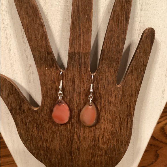 Carnelian Agate Teardrop Earrings - Picture 5 of 5